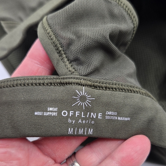 Offline x Aerie | Olive Green Mesh Back Sports Bra Size Medium - Picture 6 of 6